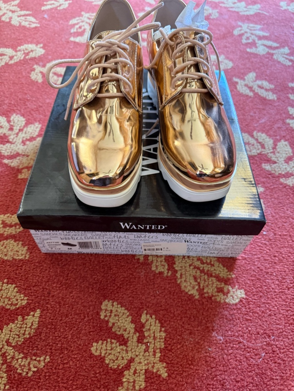 Wanted Rose Gold Platform Lace-Up Oxfords